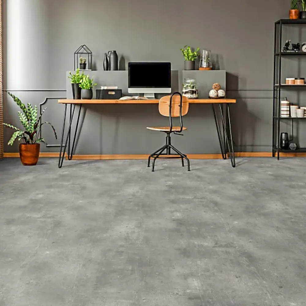 Décoweb Sol PVC Textile - Aspect béton griffé gris - Rouleau de 2m x 5m- Lino Sol Vinyle Pvc