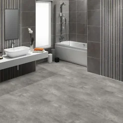 Décoweb Sol PVC Textile - Aspect béton griffé gris - Rouleau de 2m x 5m- Lino Sol Vinyle Pvc