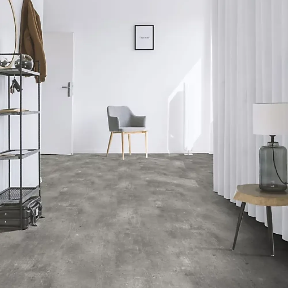 Décoweb Sol PVC Textile - Aspect béton griffé gris - Rouleau de 2m x 5m- Lino Sol Vinyle Pvc