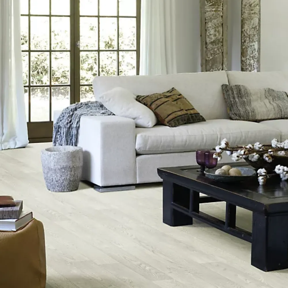 Décoweb Lino Sol Vinyle Pvc<Sol PVC Textile - Aspect parquet chêne blanc - Rouleau de 4m x 4m