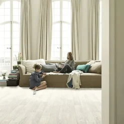 Décoweb Sol PVC Textile - Aspect parquet chêne blanc - Rouleau de 4m x 5m- Lino Sol Vinyle Pvc