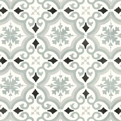Décoweb Lino Sol Vinyle Pvc<Sol PVC Textile - Effet carreaux de ciment Gris - Rouleau de 3m x 3m
