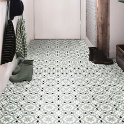 Décoweb Lino Sol Vinyle Pvc<Sol PVC Textile - Effet carreaux de ciment Gris - Rouleau de 3m x 3m