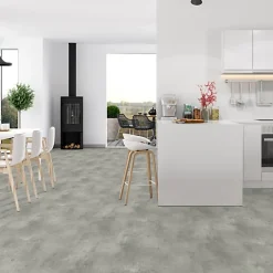 Décoweb Sol PVC Textile Aspect béton griffé gris clair - Rouleau de 4m x 4m- Lino Sol Vinyle Pvc
