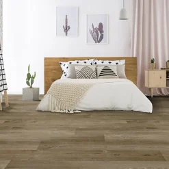 Décoweb Lino Sol Vinyle Pvc<Sol PVC textile Aspect parquet chêne brun - Rouleau de 4m x 5m