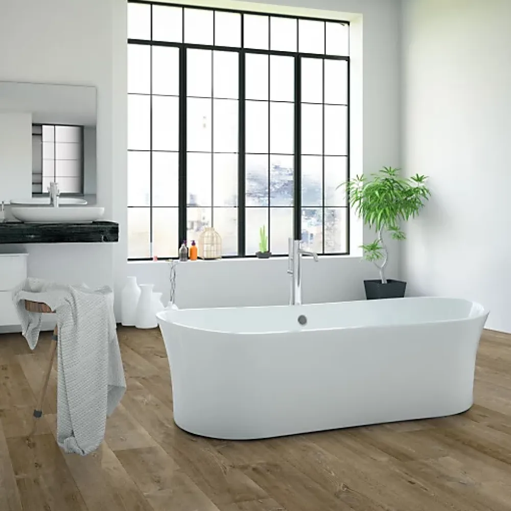 Décoweb Lino Sol Vinyle Pvc<Sol PVC textile Aspect parquet chêne brun - Rouleau de 4m x 5m