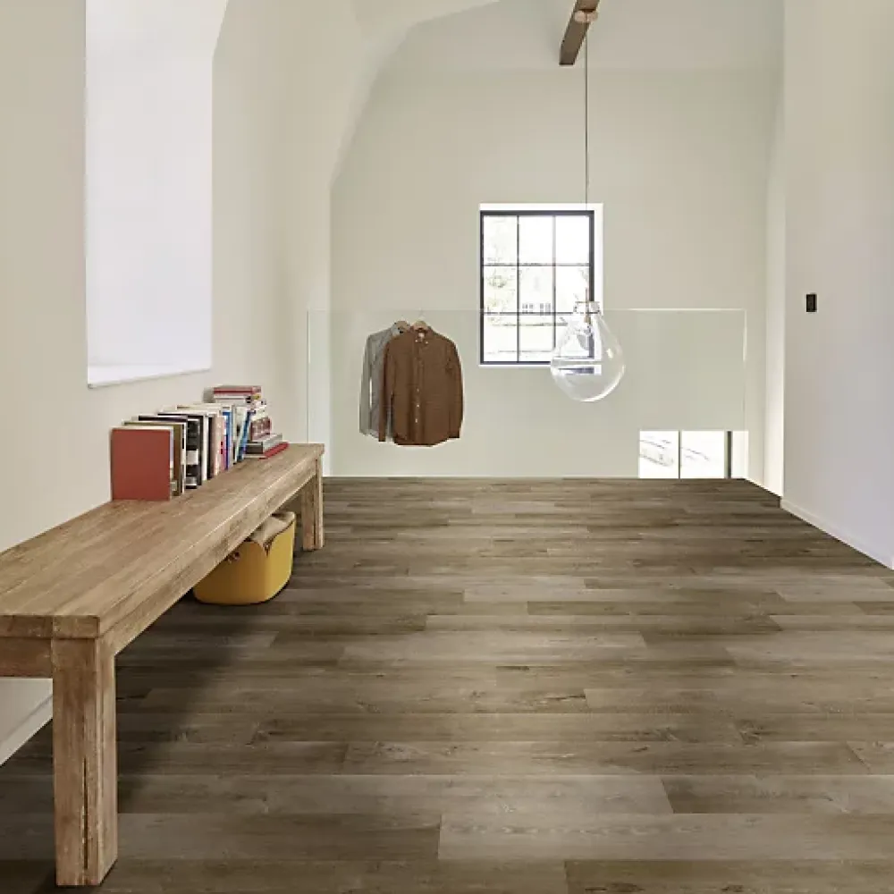 Décoweb Lino Sol Vinyle Pvc<Sol PVC textile Aspect parquet chêne brun - Rouleau de 4m x 5m
