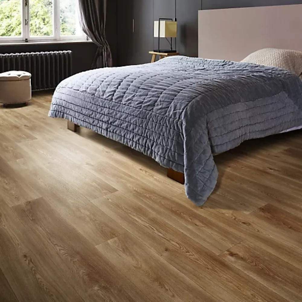 Décoweb Sol PVC Textile Aspect parquet chêne naturel - Rouleau de 3m x 5m- Lino Sol Vinyle Pvc