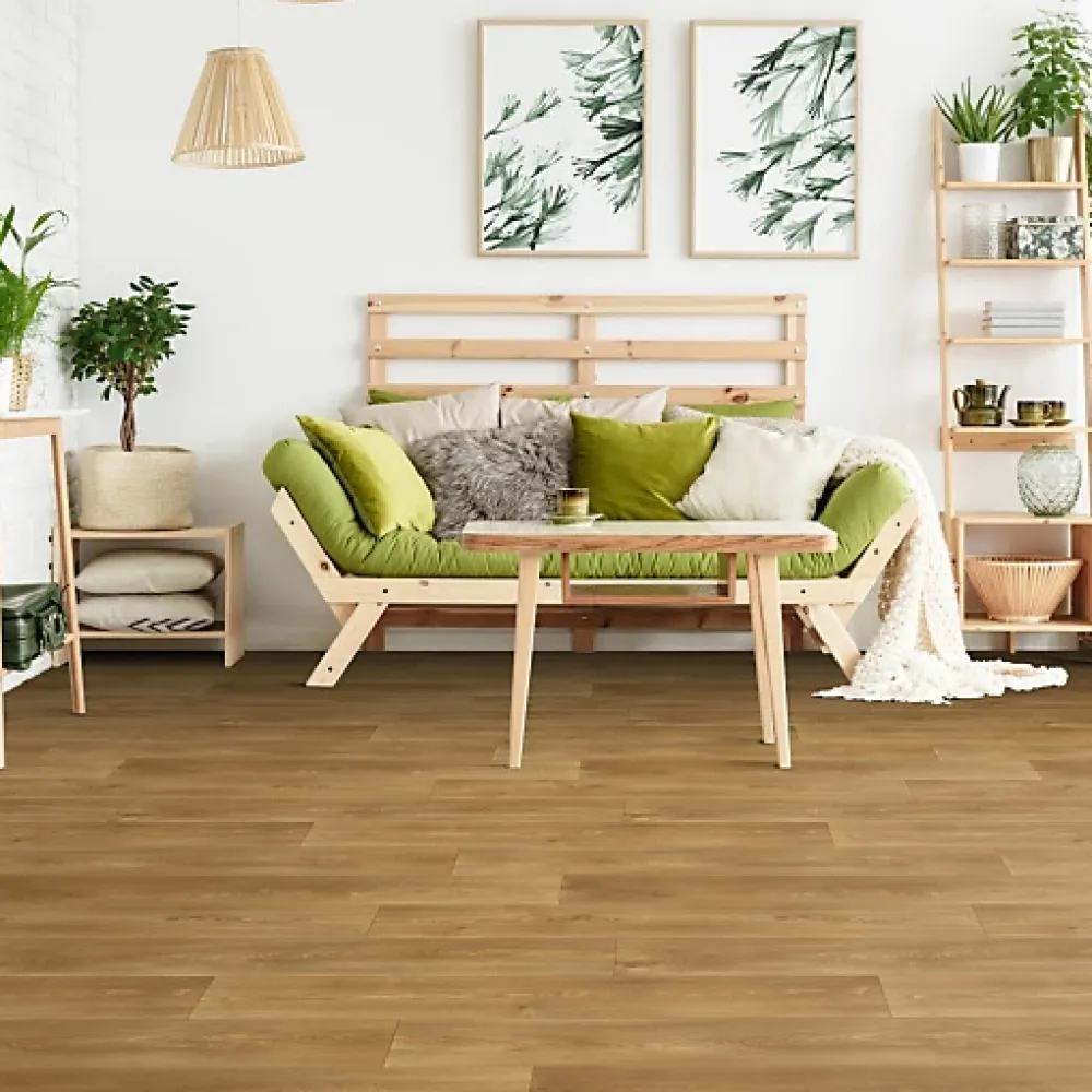 Décoweb Sol PVC Textile Aspect parquet chêne naturel - Rouleau de 3m x 5m- Lino Sol Vinyle Pvc