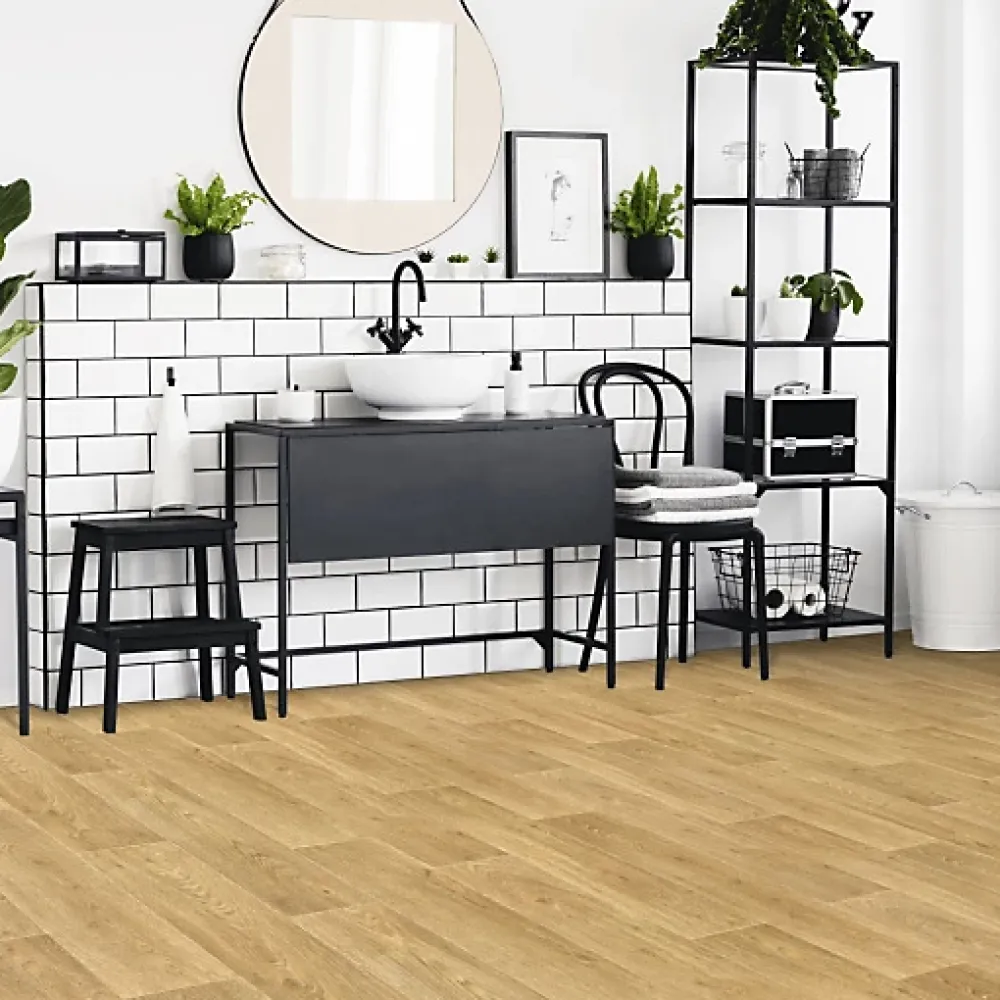 Décoweb Lino Sol Vinyle Pvc<Sol PVC Textile Imitation parquet Chêne Maritime - Rouleau de 4m x 4m
