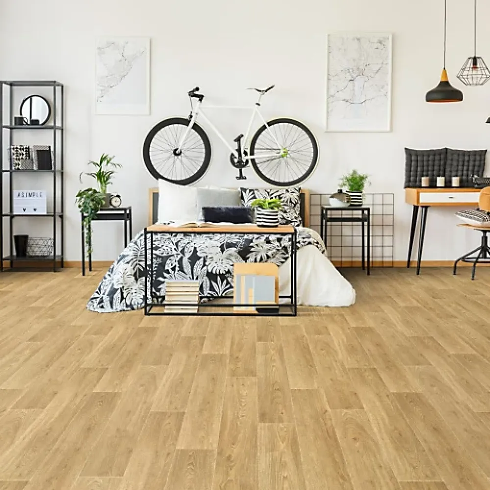 Décoweb Lino Sol Vinyle Pvc<Sol PVC Textile Imitation parquet Chêne Maritime - Rouleau de 4m x 4m