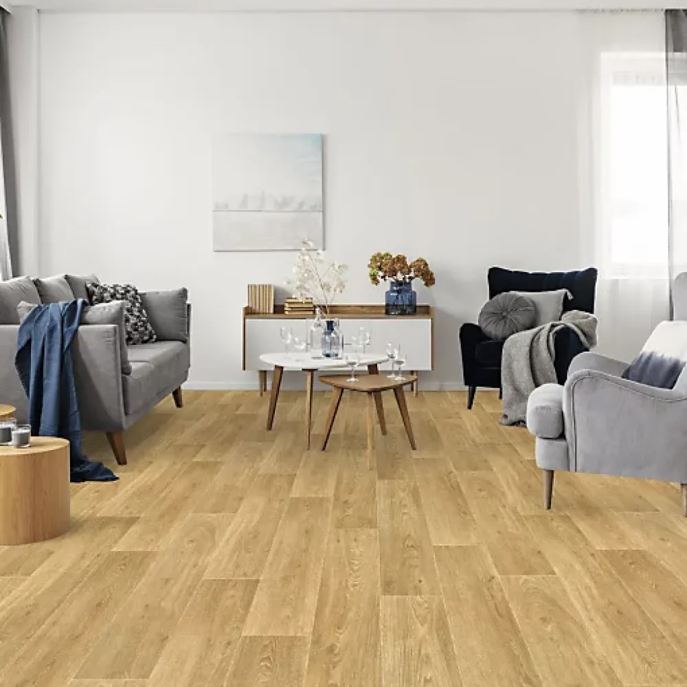 Décoweb Lino Sol Vinyle Pvc<Sol PVC Textile Imitation parquet Chêne Maritime - Rouleau de 4m x 4m
