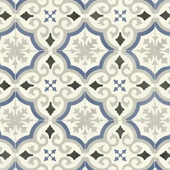 Décoweb Lino Sol Vinyle Pvc<Sol PVC Textile motif carreaux de ciment Bleu et gris - Echantillon 15 x 20 cm