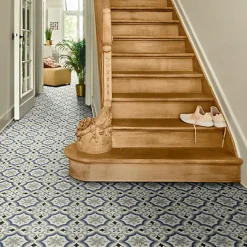 Décoweb Lino Sol Vinyle Pvc<Sol PVC Textile motif carreaux de ciment Bleu et gris - Echantillon 15 x 20 cm