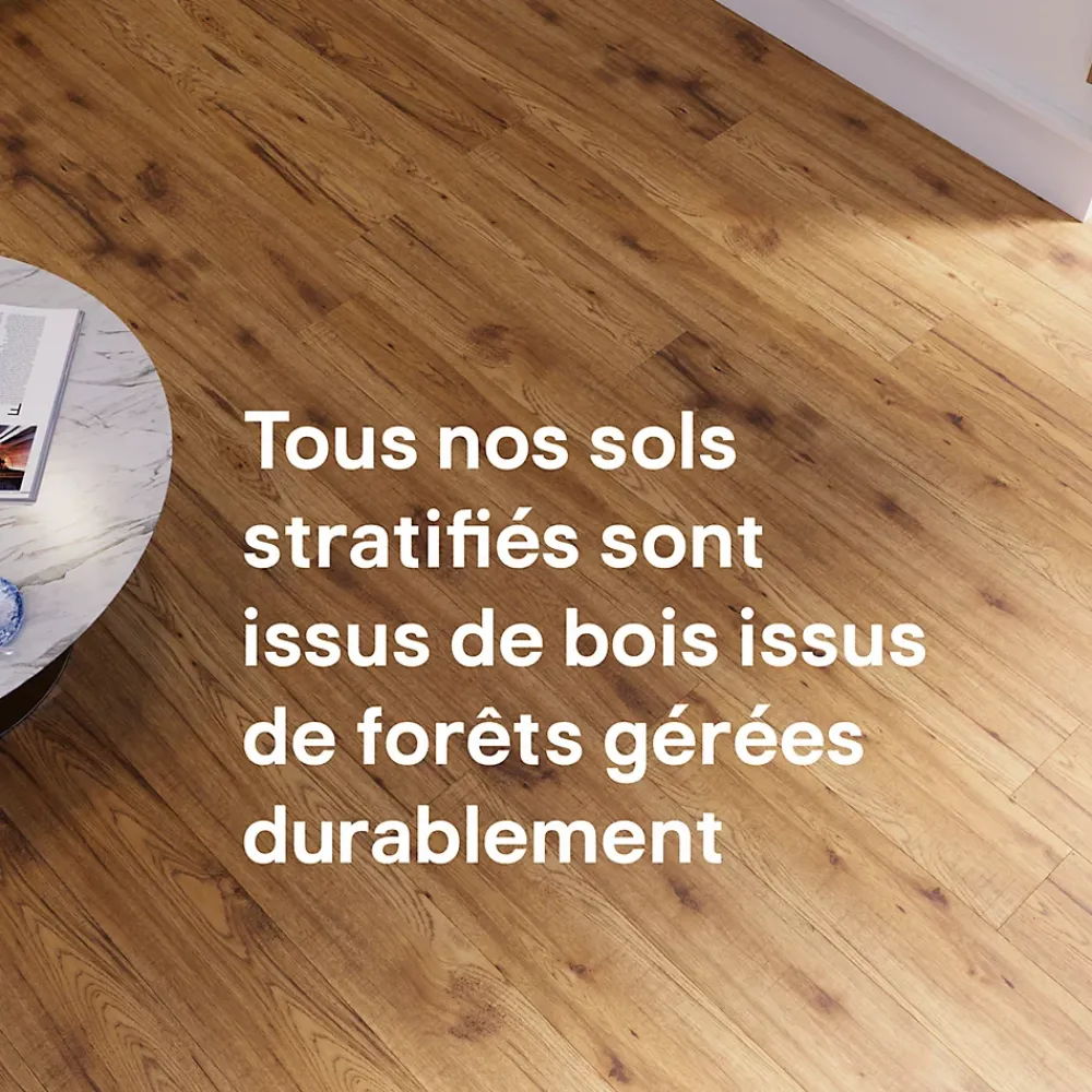 GoodHome Sol stratifié à clipser Hickory chêne brun AC5 10mm - L.138 x l.15,9 cm- Sol Stratifié