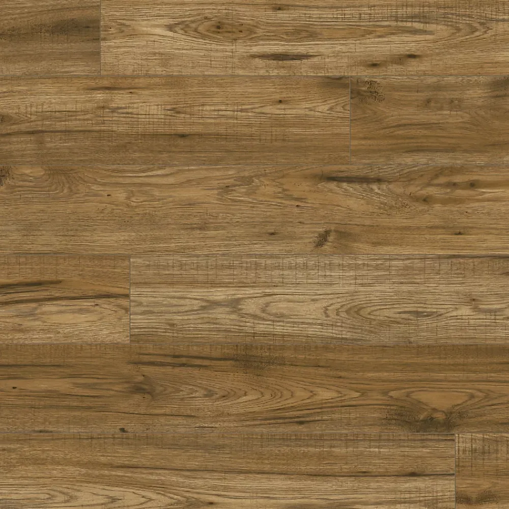 GoodHome Sol stratifié à clipser Hickory chêne brun AC5 10mm - L.138 x l.15,9 cm- Sol Stratifié