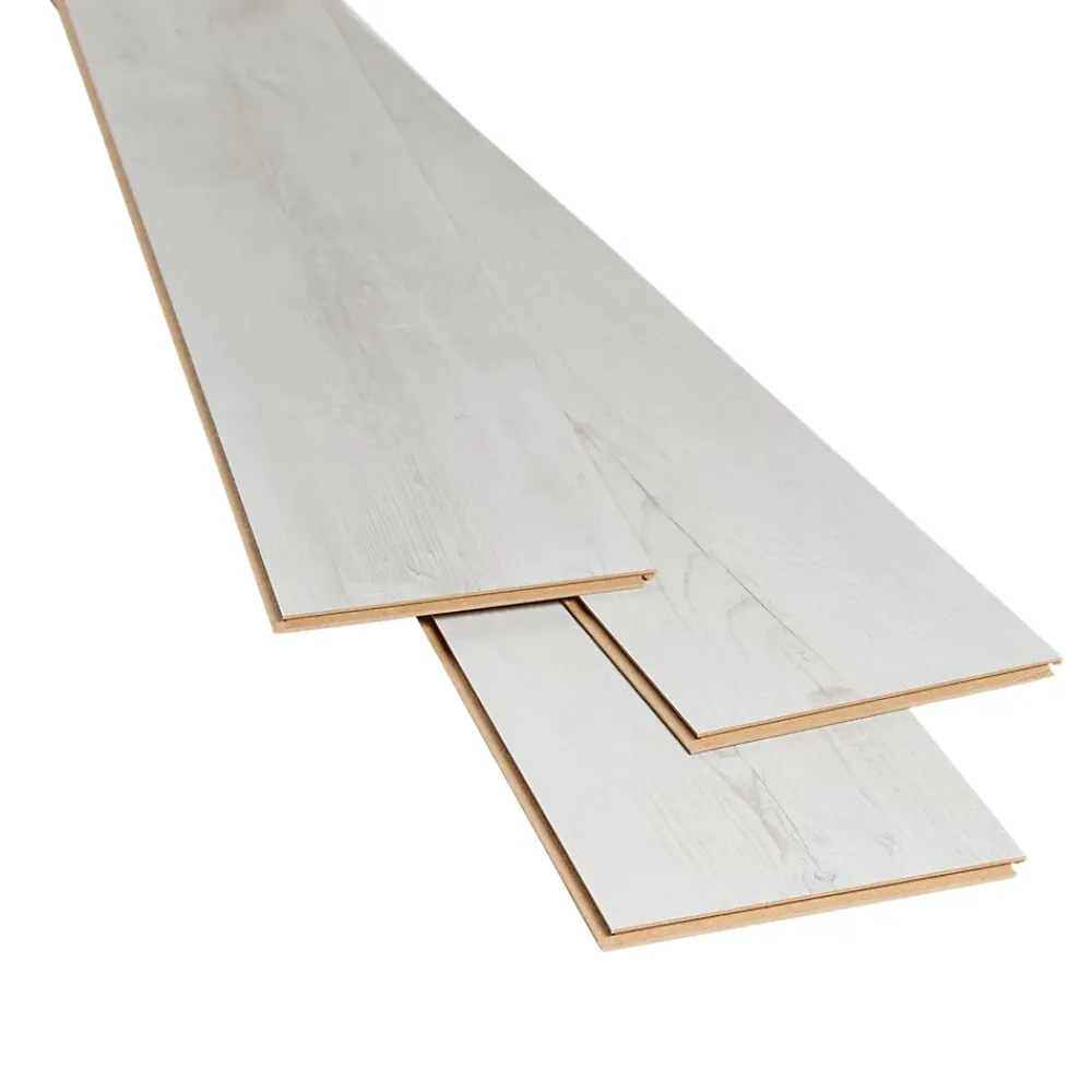 GoodHome Sol Stratifié<Sol stratifié à clipser Macquarie blanc 7 mm L.138 x l.19.3 cm