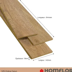 Sol stratifié Cajun bâton rompu, passage intense AC5, effet chêne, L.64,4 cm x l.12,2 cm x ép.8 mm, résistant à l'eau- Sol Stratifié