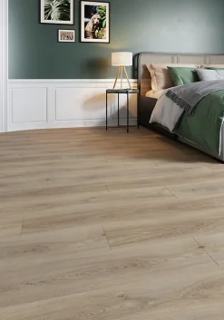 GoodHome Sol Stratifié<Sol stratifié Clancy , passage élevé AC4, effet chêne gris taupe, L.129,2 cm x l.19,3 cm x ép.8 mm