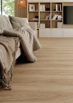 GoodHome Sol Stratifié<Sol stratifié Clancy , passage élevé AC4, effet chêne gris taupe, L.129,2 cm x l.19,3 cm x ép.8 mm