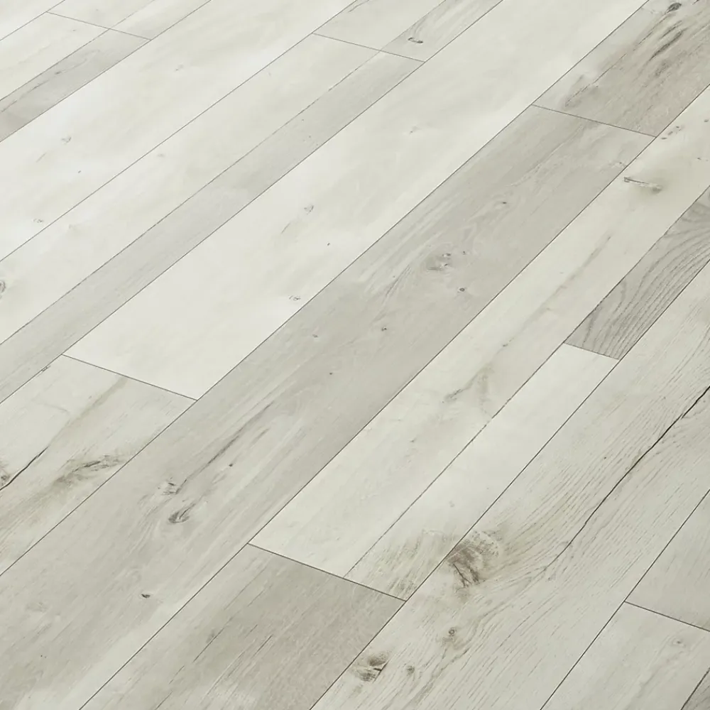GoodHome Sol Stratifié<Sol stratifié clipsable Bexhill chêne blanc passage élévé AC4 ép.8 mm