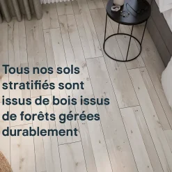 GoodHome Sol Stratifié<Sol stratifié clipsable Bexhill chêne blanc passage élévé AC4 ép.8 mm
