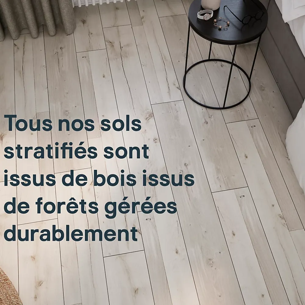 GoodHome Sol Stratifié<Sol stratifié clipsable Bexhill chêne blanc passage élévé AC4 ép.8 mm