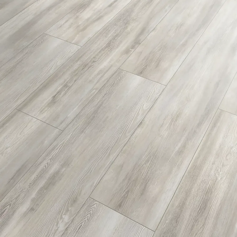 GoodHome Sol stratifié clipsable Birkenhead 8mm L.138 x l.24cm gris- Sol Stratifié