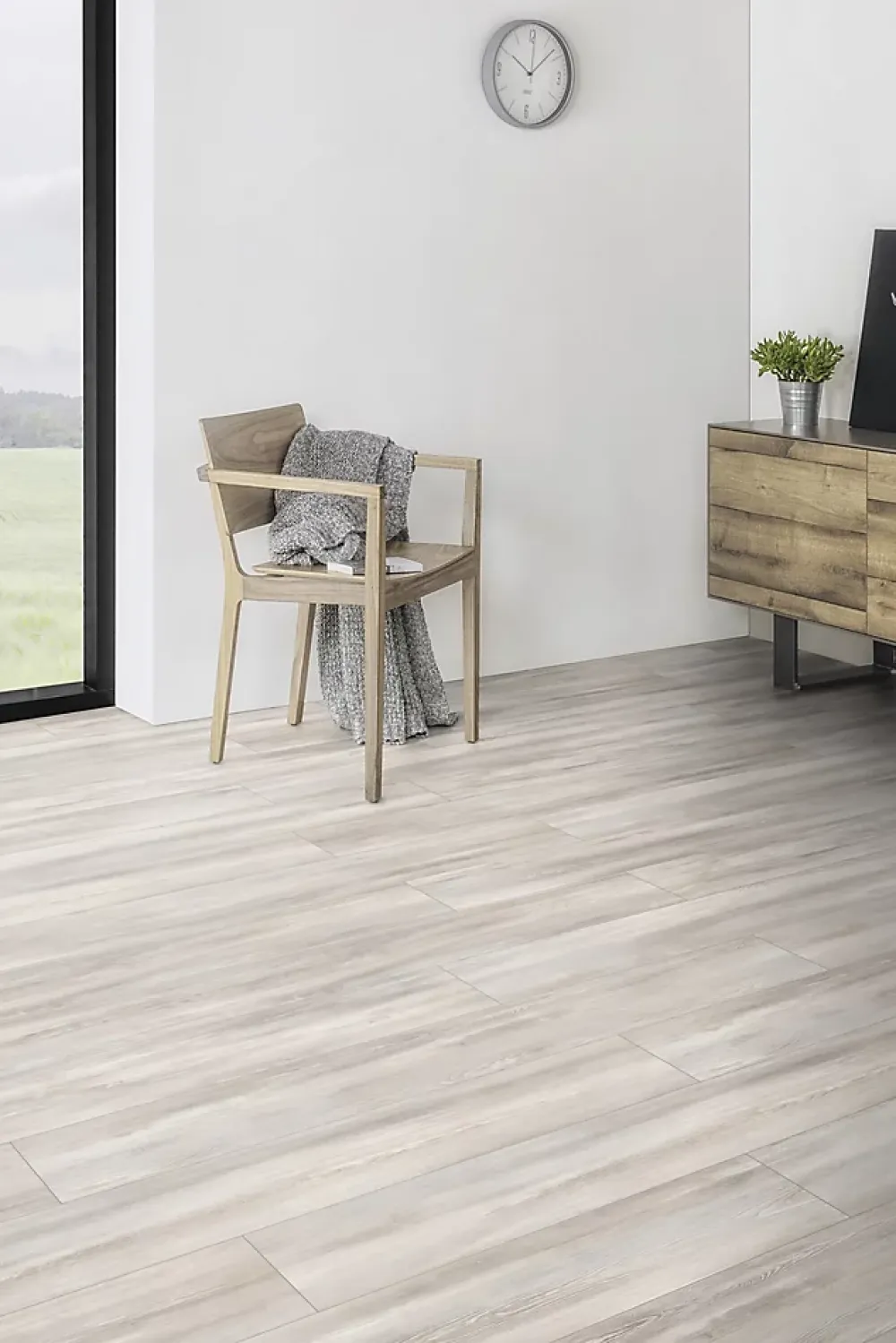 GoodHome Sol stratifié clipsable Birkenhead 8mm L.138 x l.24cm gris- Sol Stratifié