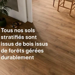 GoodHome Sol Stratifié<Sol stratifié clipsable Cleobury chêne blond 10 mm compatible pièces humides