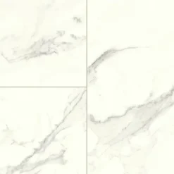 GoodHome Sol stratifié clipsable Elegance aspect marbre blanc 8 mm compatible pièces humides- Sol Stratifié