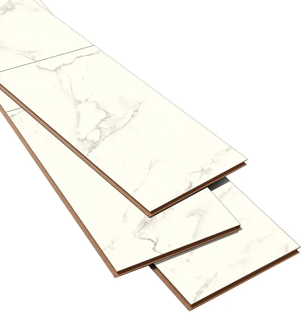 GoodHome Sol stratifié clipsable Elegance aspect marbre blanc 8 mm compatible pièces humides- Sol Stratifié