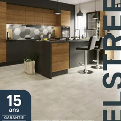 GoodHome Sol stratifié clipsable Elstree aspect pierre naturelle 8 mm compatible pièces humides- Sol Stratifié