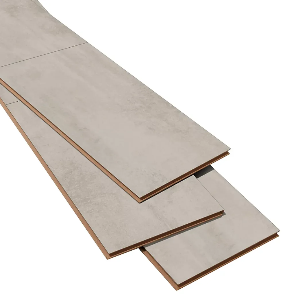GoodHome Sol stratifié clipsable Konkrete aspect béton gris 8 mm compatible pièces humides- Sol Stratifié