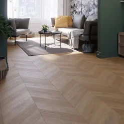 GoodHome Sol stratifié clipsable Leyton chêne blond 10 mm- Sol Stratifié