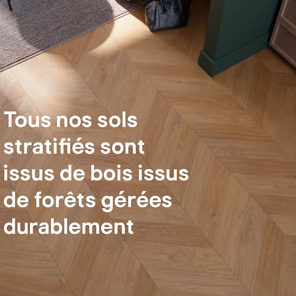 GoodHome Sol stratifié clipsable Leyton chêne blond 10 mm- Sol Stratifié