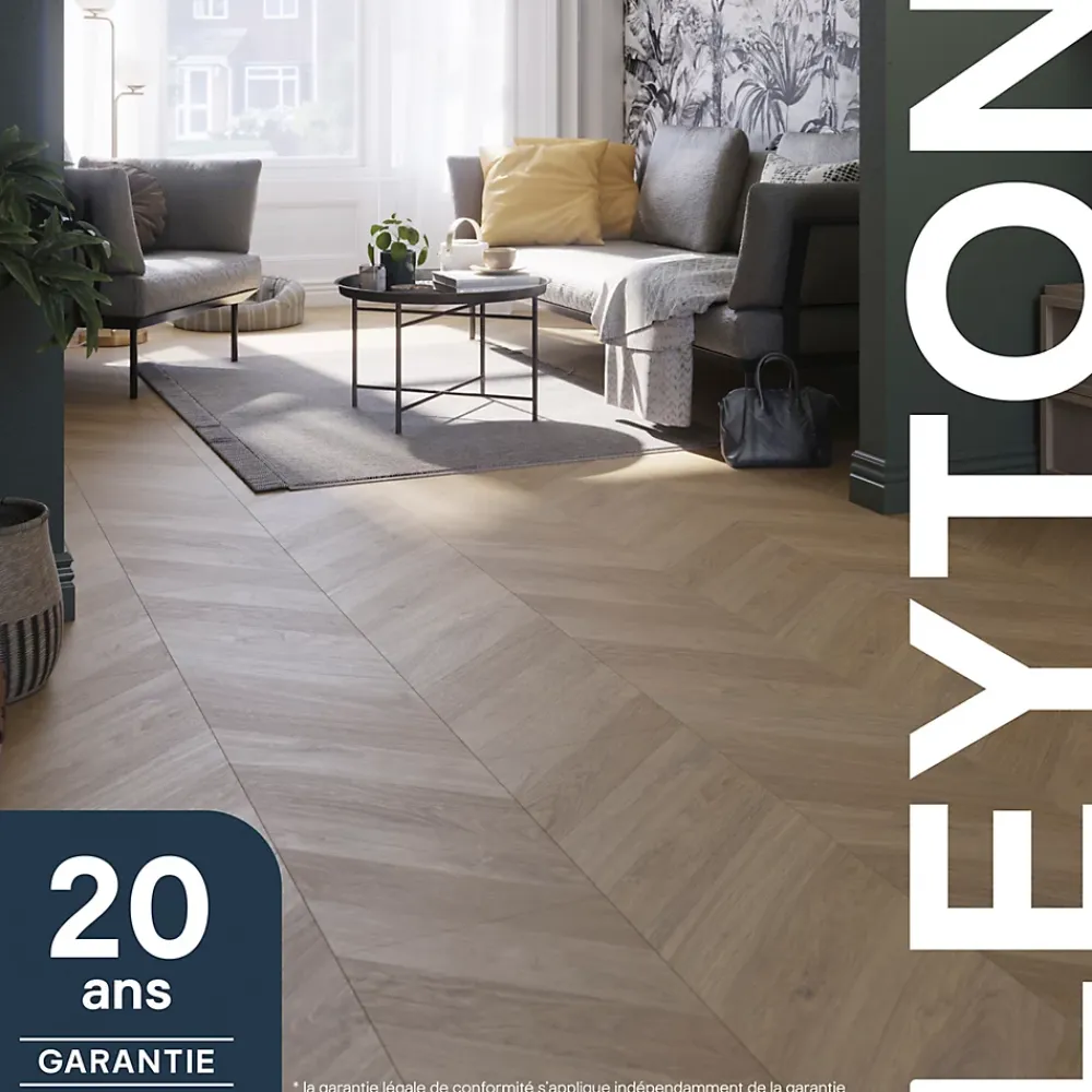 GoodHome Sol stratifié clipsable Leyton chêne blond 10 mm- Sol Stratifié