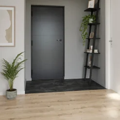 GoodHome Sol Stratifié<Sol stratifié clipsable Slate aspect pierre anthracite 8 mm compatible pièces humides