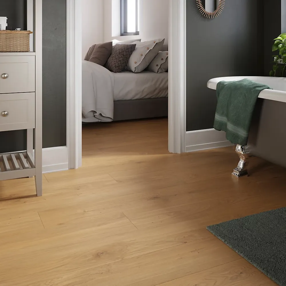 GoodHome Sol Stratifié<Sol stratifié clipsable Visby chêne blond 8mm compatible pièces humides