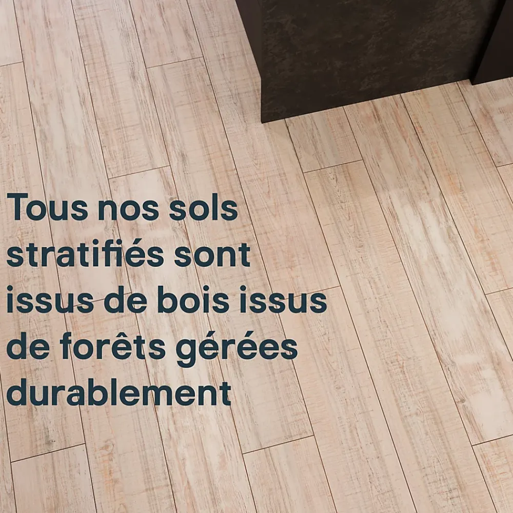 GoodHome Sol stratifié clipsable Yate chêne blanc 8 mm compatible pièces humides- Sol Stratifié