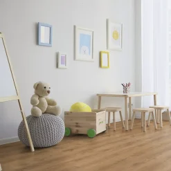 GoodHome Sol stratifié Collville , passage intense AC5, effet chêne brun, L.129 cm x l.19,3 cm x ép.8 mm, résistant à l'eau- Sol Stratifié