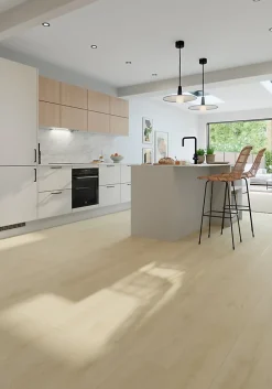 GoodHome Sol Stratifié<Sol stratifié Collville , passage intense AC5, effet chêne, L.129 cm x l.19,3 cm x ép.8 mm, résistant à l'eau