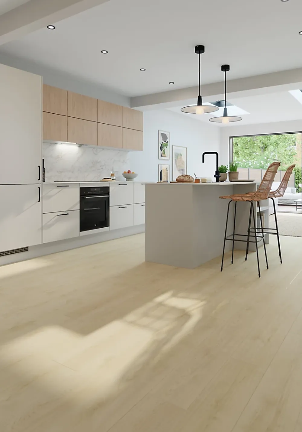 GoodHome Sol Stratifié<Sol stratifié Collville , passage intense AC5, effet chêne, L.129 cm x l.19,3 cm x ép.8 mm, résistant à l'eau