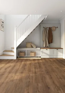 GoodHome Sol Stratifié<Sol stratifié Collville , passage intense AC5, effet chêne brun foncé, L.129 cm x l.19,3 cm x ép.8 mm, résistant à l'eau