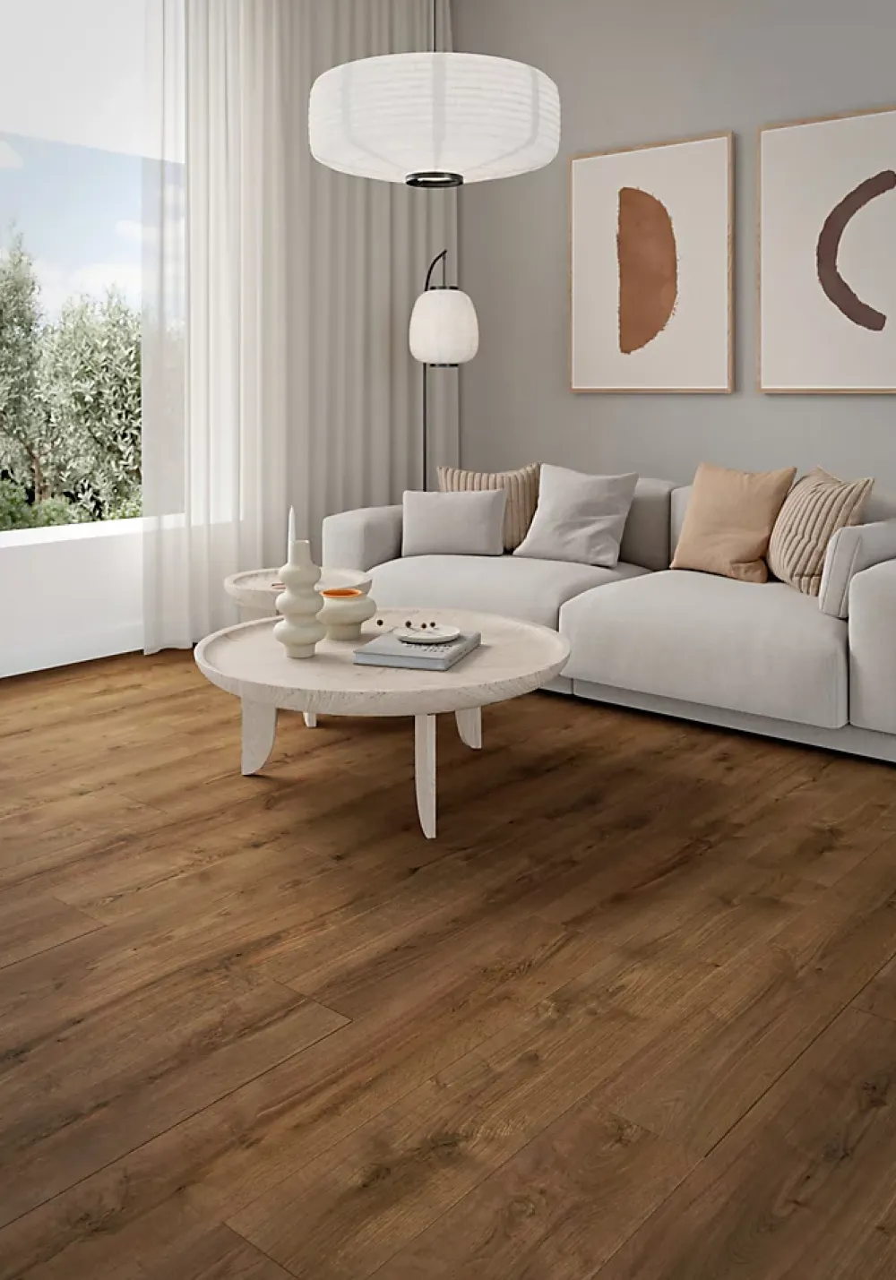 GoodHome Sol Stratifié<Sol stratifié Collville , passage intense AC5, effet chêne brun foncé, L.129 cm x l.19,3 cm x ép.8 mm, résistant à l'eau