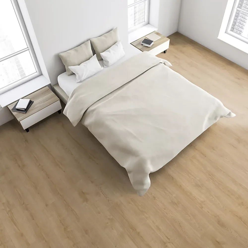 GoodHome Sol Stratifié<Sol stratifié Colville , passage intense AC5, effet chêne blond, L.129 cm x l.19,3 cm x ép.8 mm, résistant à l'eau