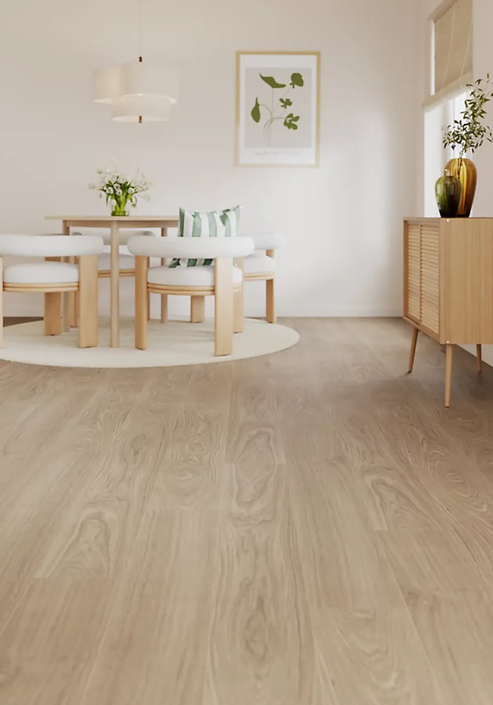GoodHome Sol stratifié Comford , passage élevé AC4, effet chêne, L.129,2 cm x l.19,3 cm x ép.8 mm, résistant à l'eau- Sol Stratifié
