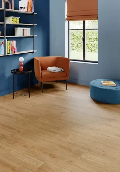 GoodHome Sol Stratifié<Sol stratifié Corduff , passage élevé AC4, effet chêne blond, L.128,5 cm x l.19,2 cm x ép.8 mm, résistant à l'eau