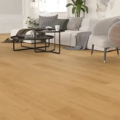 GoodHome Sol Stratifié<Sol stratifié Corduff , passage élevé AC4, effet chêne blond, L.128,5 cm x l.19,2 cm x ép.8 mm, résistant à l'eau