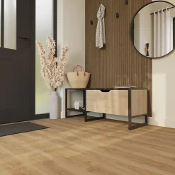 GoodHome Sol stratifié effet chêne blond passage élevé AC4 L.138,3 x l.19,3 cm x ép.8 mm, Towcester- Sol Stratifié